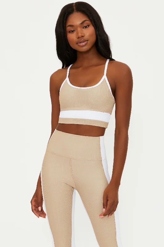 Eva Top Tan White Colorblock