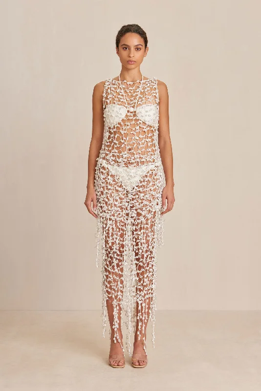 FAITH CROCHET SKIRT - OFF WHITE