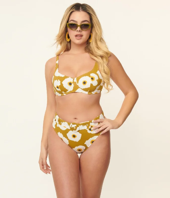 Kingdom & State Olive & White Poppy Swim Top