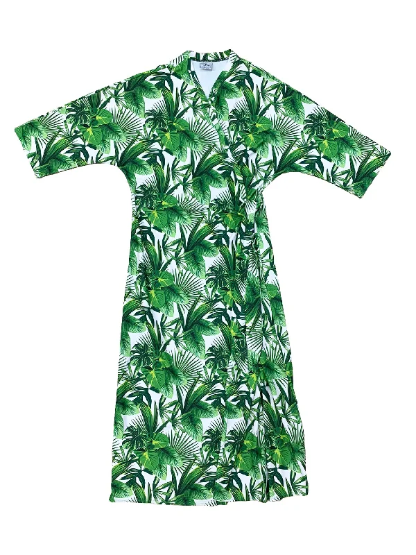 Green Leaves Maxi Wrap Swim Dress