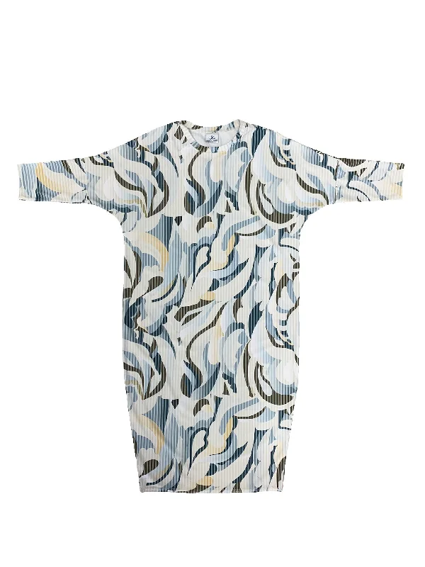 Blue Abstract Flow Swim Dress