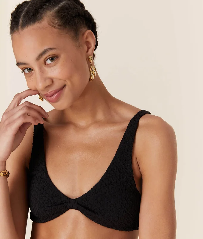 The Amor Bikini Top - Popcorn - Black