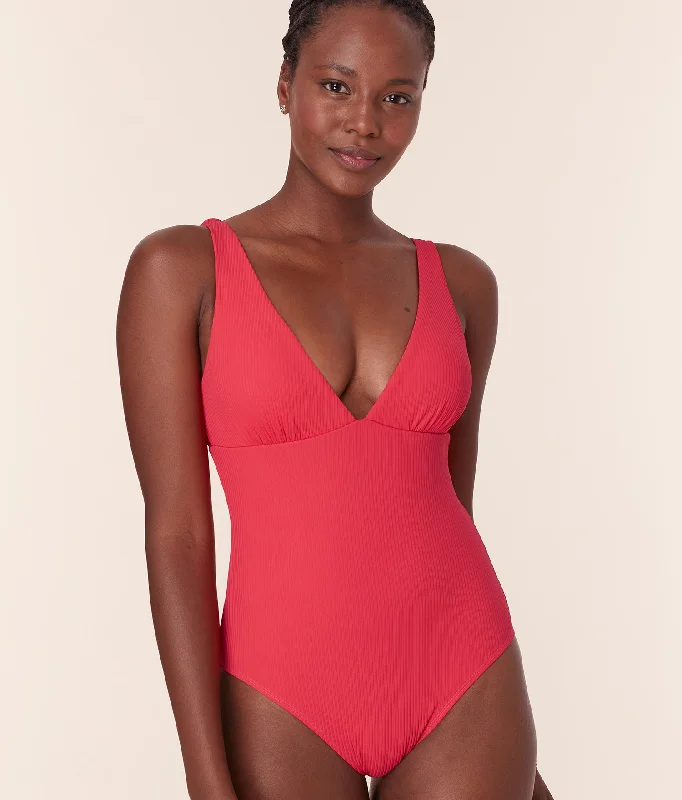 The Augustine One Piece - Eco Ribbed - Hibiscus