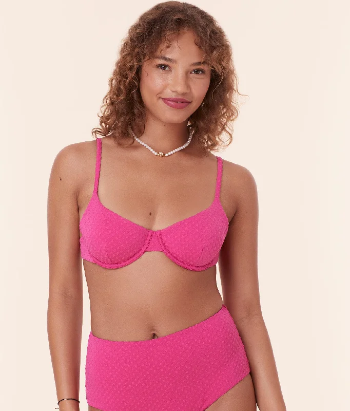 The Bermuda Top - Terry Dot - Cerise