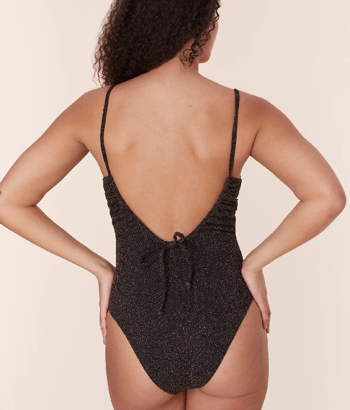 The Liku One Piece - Lurex Rib - Black - Long Torso