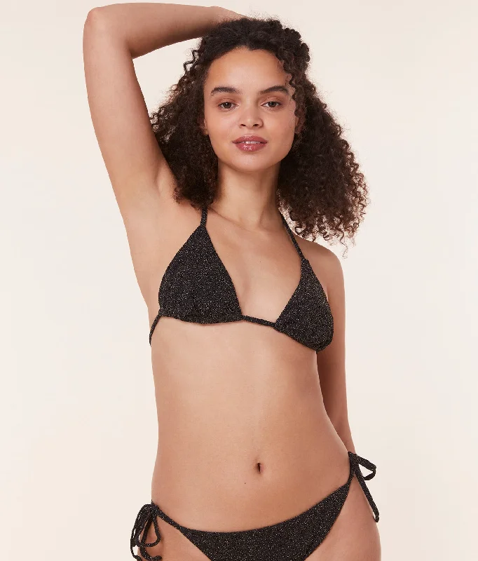 The String Bikini Top - Lurex Rib - Black