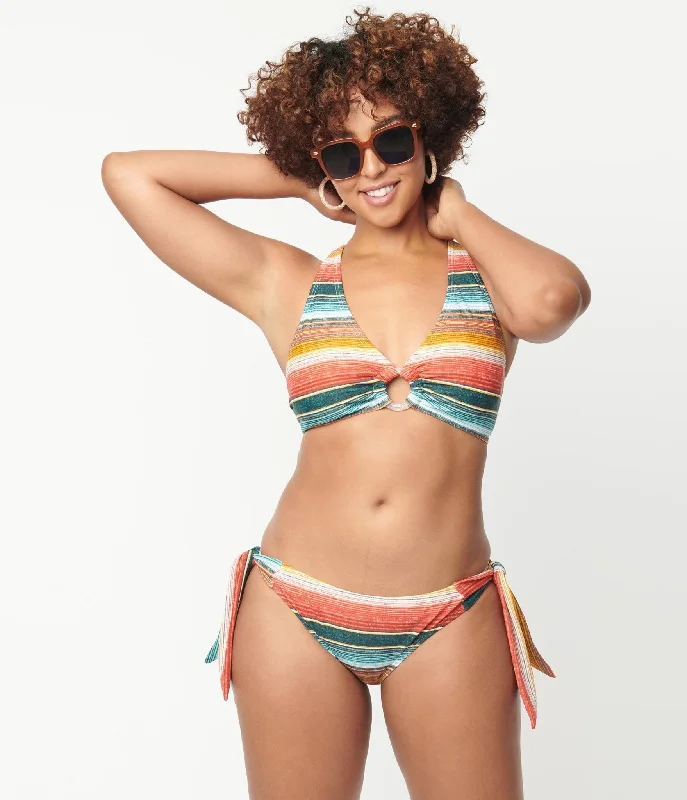 Unique Vintage 1970s Serape Stripe Sweet & Sash-y Swim Bottom