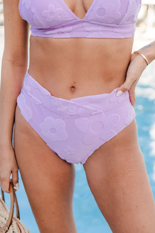 Cancun Kisses Orchid Purple Daisy Terry Bikini Bottoms FINAL SALE