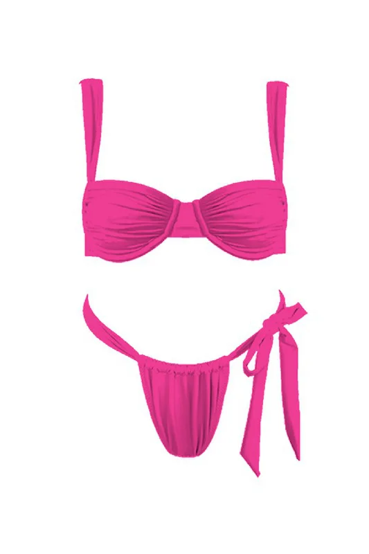 Malibu Gathered Bikini Top Fuchsia