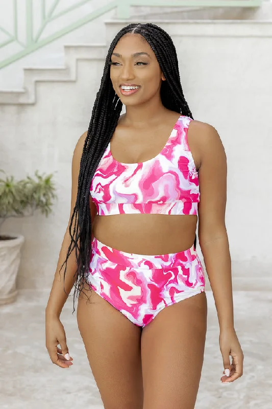 Resting Beach Face Hot Pink Swirl Bikini Top FINAL SALE