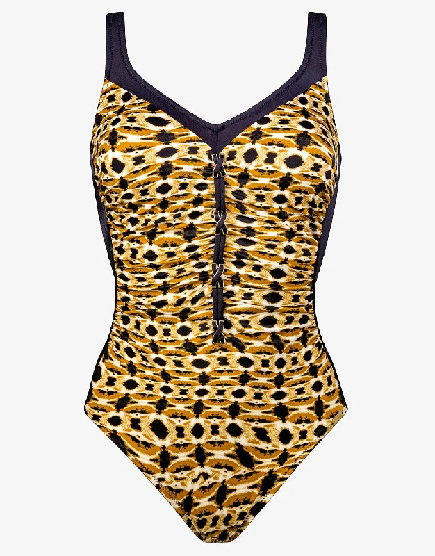 Animal Accents Moulded Swimsuit - Black Tabac