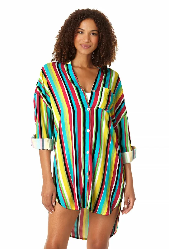 Anne Cole - Women's Button Down Shirt Swimsuit Cover Up