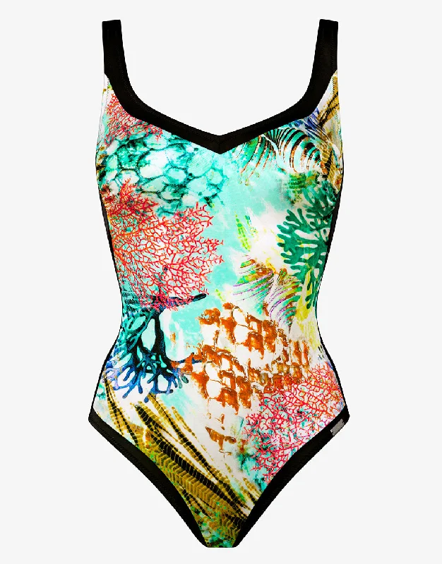 Coral Paradise Moulded Swimsuit - White Reef