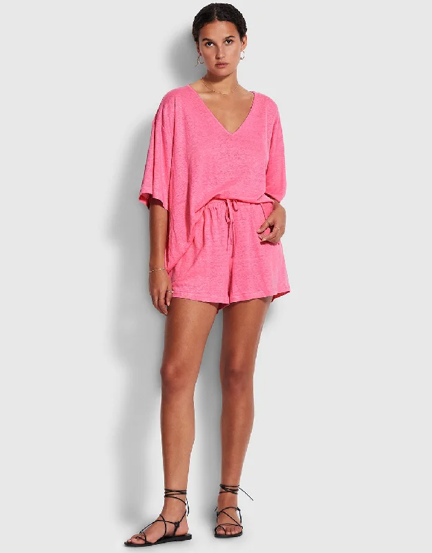 Linen Jersey Beach Short - Pink