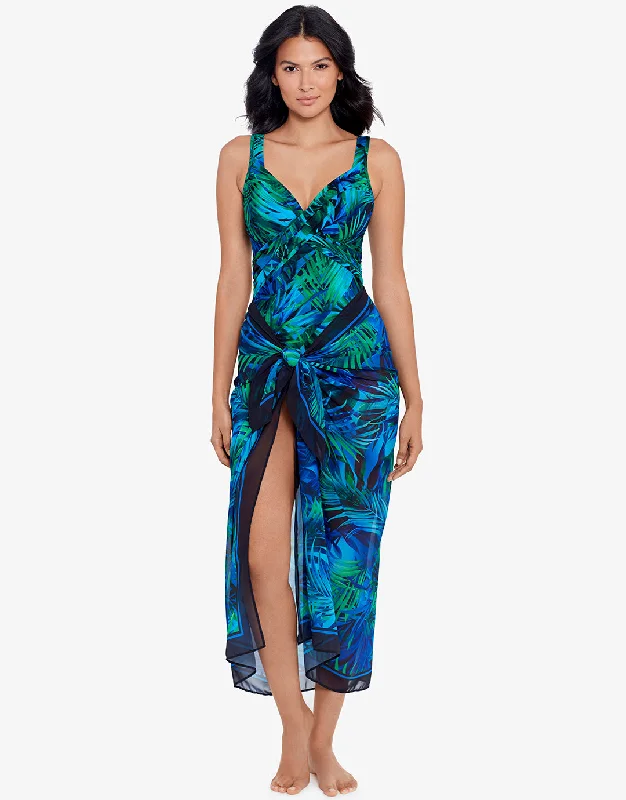 Palm Reeder Sarong - Blue and Green