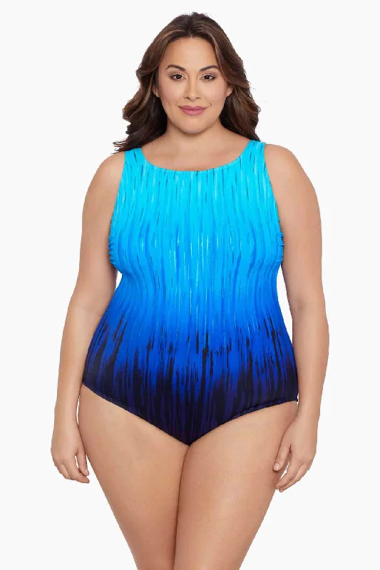 Plus Size Scoopback High Neck Tank Long Torso One Piece Swimsuit High Energy