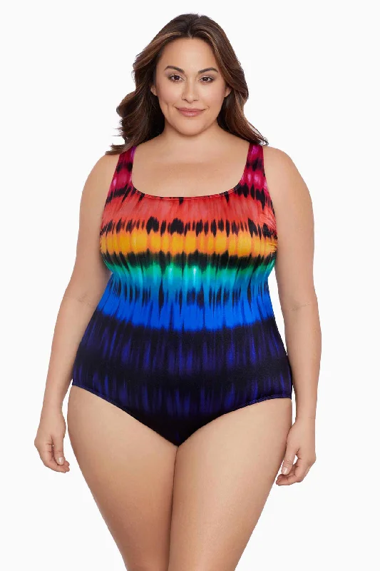 Plus Size X-Back Tank Long Torso One Piece Swimsuit Heated Waters