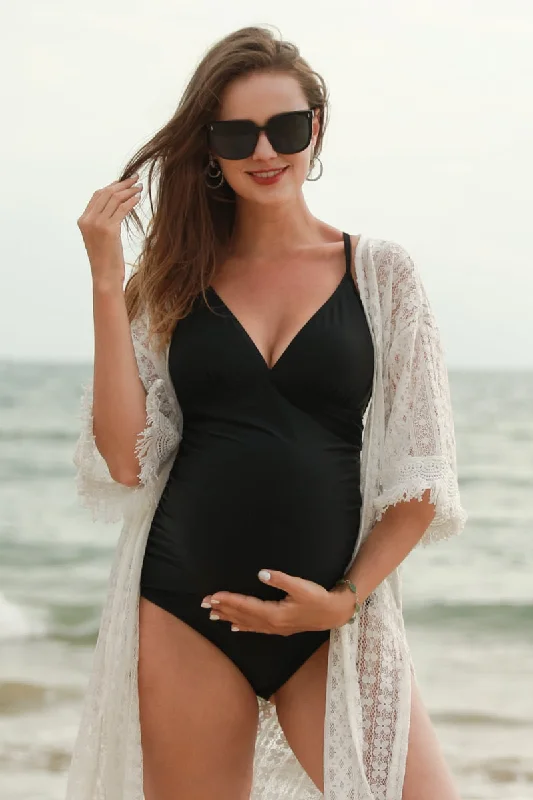 Pregnancy One Piece Bathing Suit With Cut Out Back Design