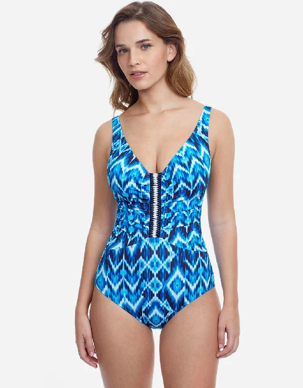 Profile Ocean Blue V Neck Swimsuit - Blue