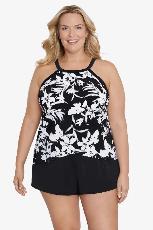 Plus Size High Neck Tankini Top Underwire Bra Back Nightshade