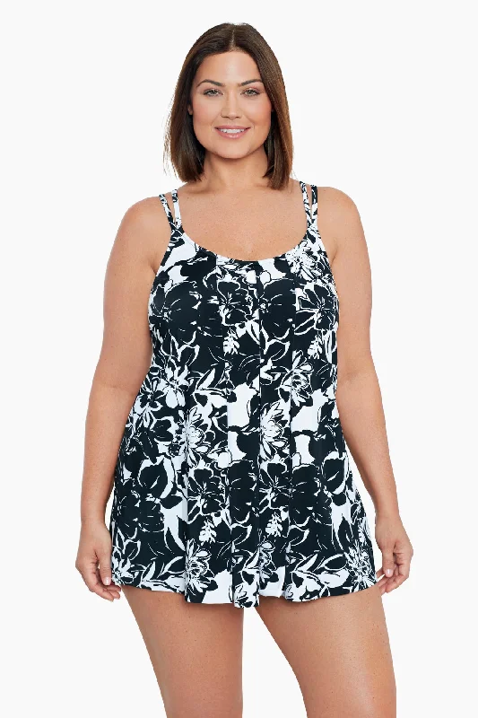 Plus Size Pleated Front One Piece Swim Dress Bloomfield