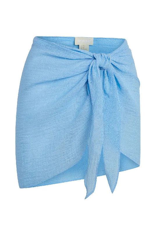 South Beach Sarong - Ibiza Blue Crinkle Linen