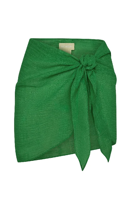 South Beach Sarong - Palm Green Crinkle Linen