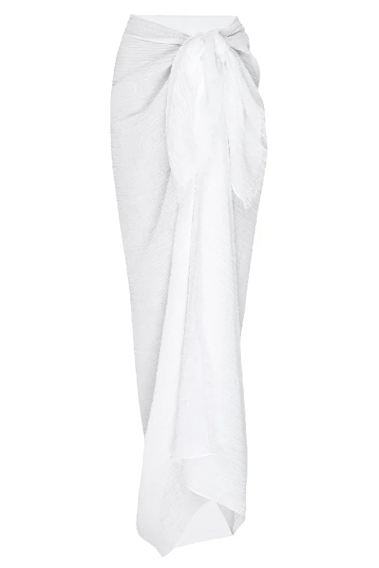 St. Tropez Sarong - White Crinkle Linen