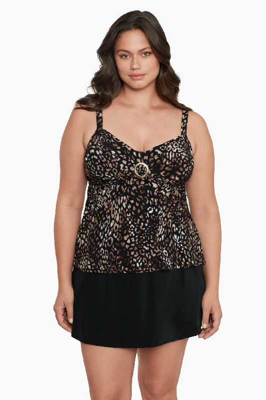 Plus Size Cara Tankini Top Night Cheetah