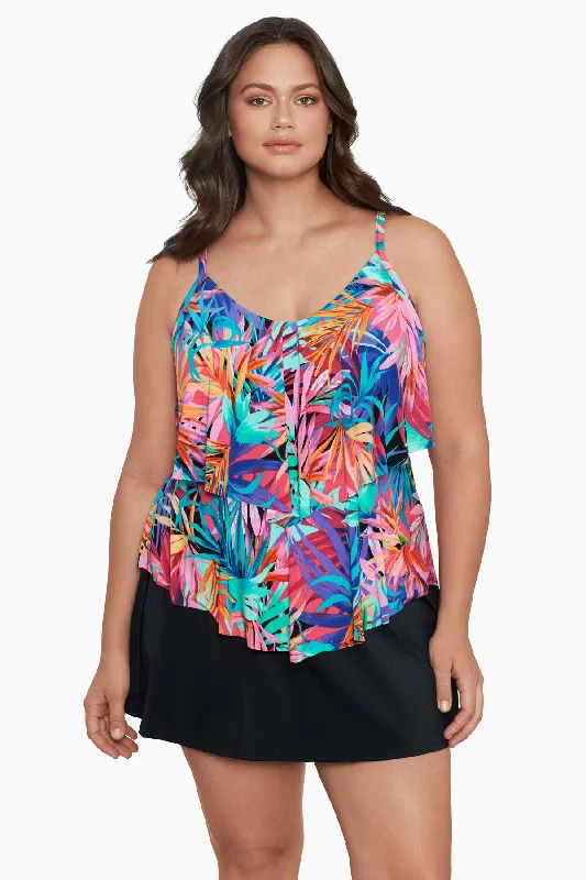 Plus Size Ronnie Tankini Top Layered Jungle