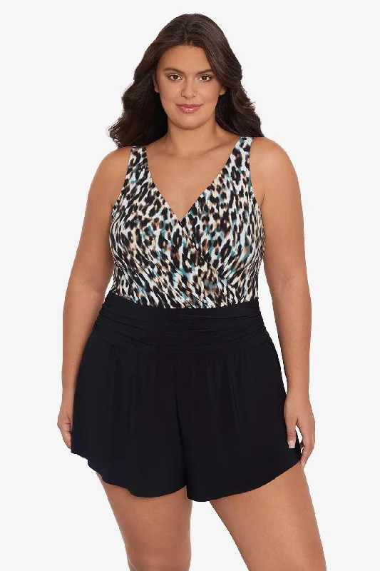 Plus Size Rebecca One Piece Romper Swimsuit Leopard In The Mist