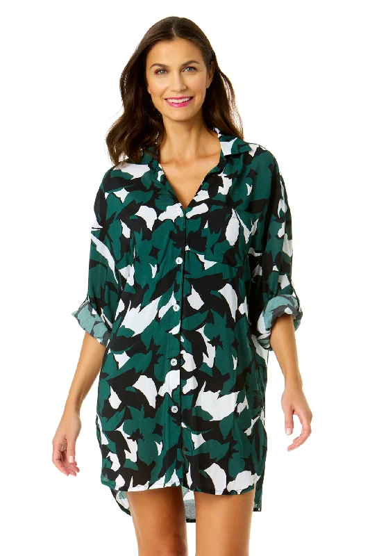 Women's Desert Bloom Button Down Shirt Swimsuit Cover Up